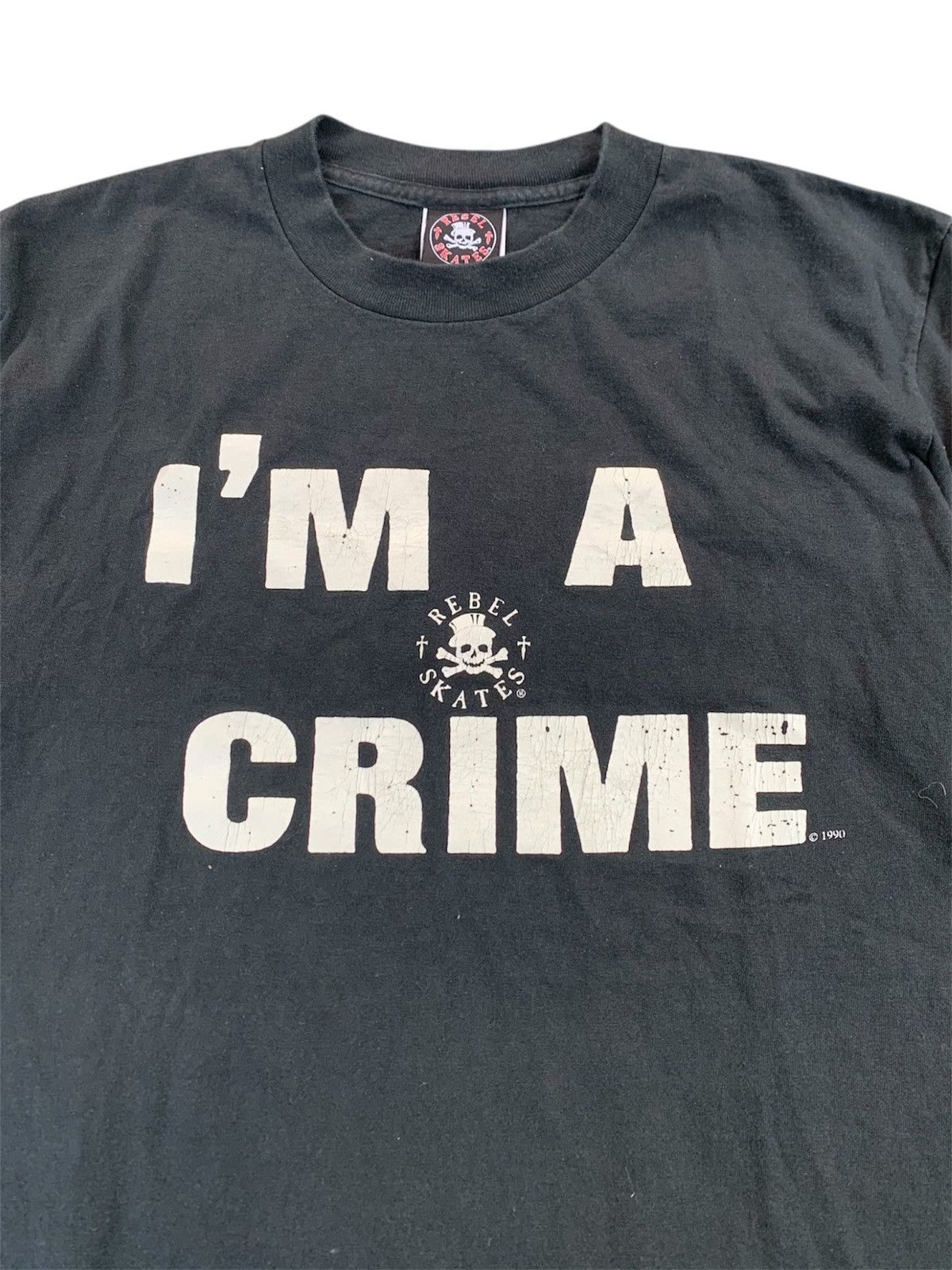 Vintage 1990s Rebel Skates I'm A Crime Tee Size US L / EU 52-54 / 3 - 2 Thumbnail