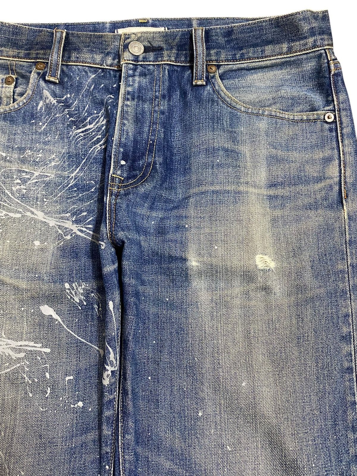 Jun Takahashi Vintage JapaneseBrands Blue Wash Custom Splatter Loose Jeans Size US 33 - 8 Thumbnail