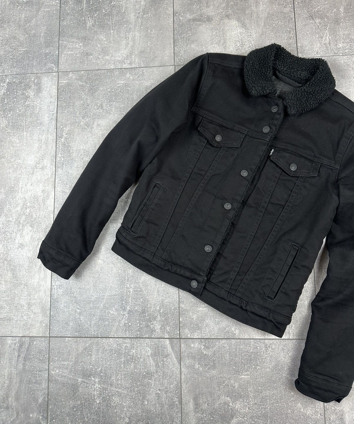 Levi's Levis Denim Sherpa Trucker Black Label Jacket Size XS / US 0-2 / IT 36-38 - 5 Thumbnail