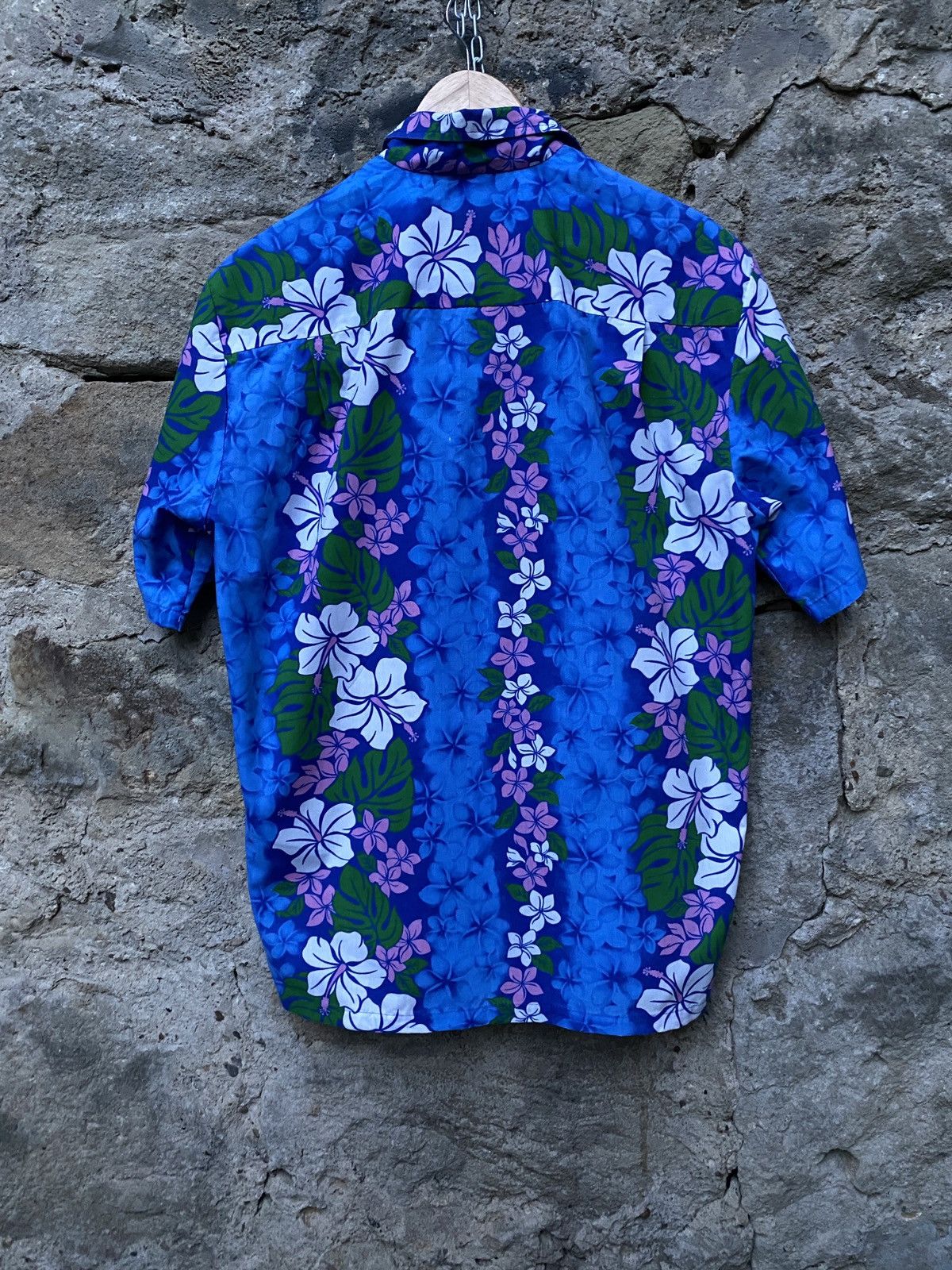Vintage Blue Vintage Hawaiian Short Sleeve Shirt Floral Leaves Size US L / EU 52-54 / 3 - 7 Thumbnail