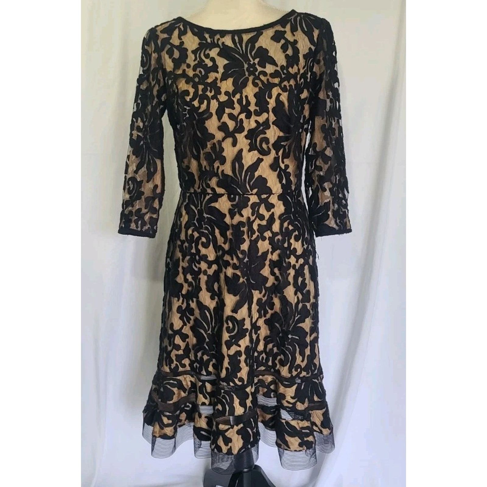 Tadashi Shoji Tadashi Shoji Embroidered Lace 3/4 Sleeve Dress Sheer US 8 Size M / US 6-8 / IT 42-44 - 1 Thumbnail