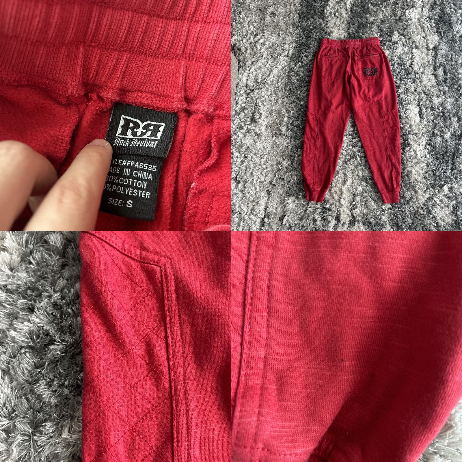 Vintage VINTAGE Rock Revival Sweatpants Mens S Red Adjustable Waist Sweat Pants 90s Y2K Activewear Size US 29 - 9 Thumbnail