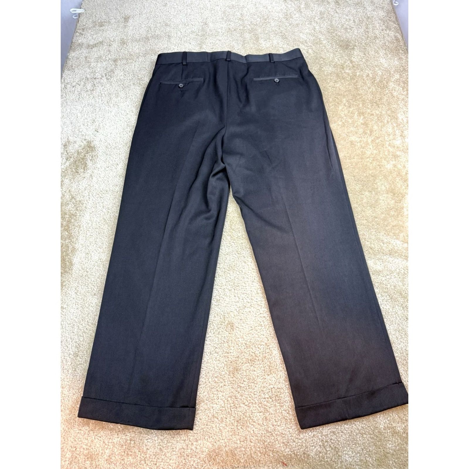 Perry Ellis Perry Ellis-Portfolio Men’s Dress Pants Classic Fit Black Pleated 36 x 29 Size US 38 / EU 54 - 5 Thumbnail