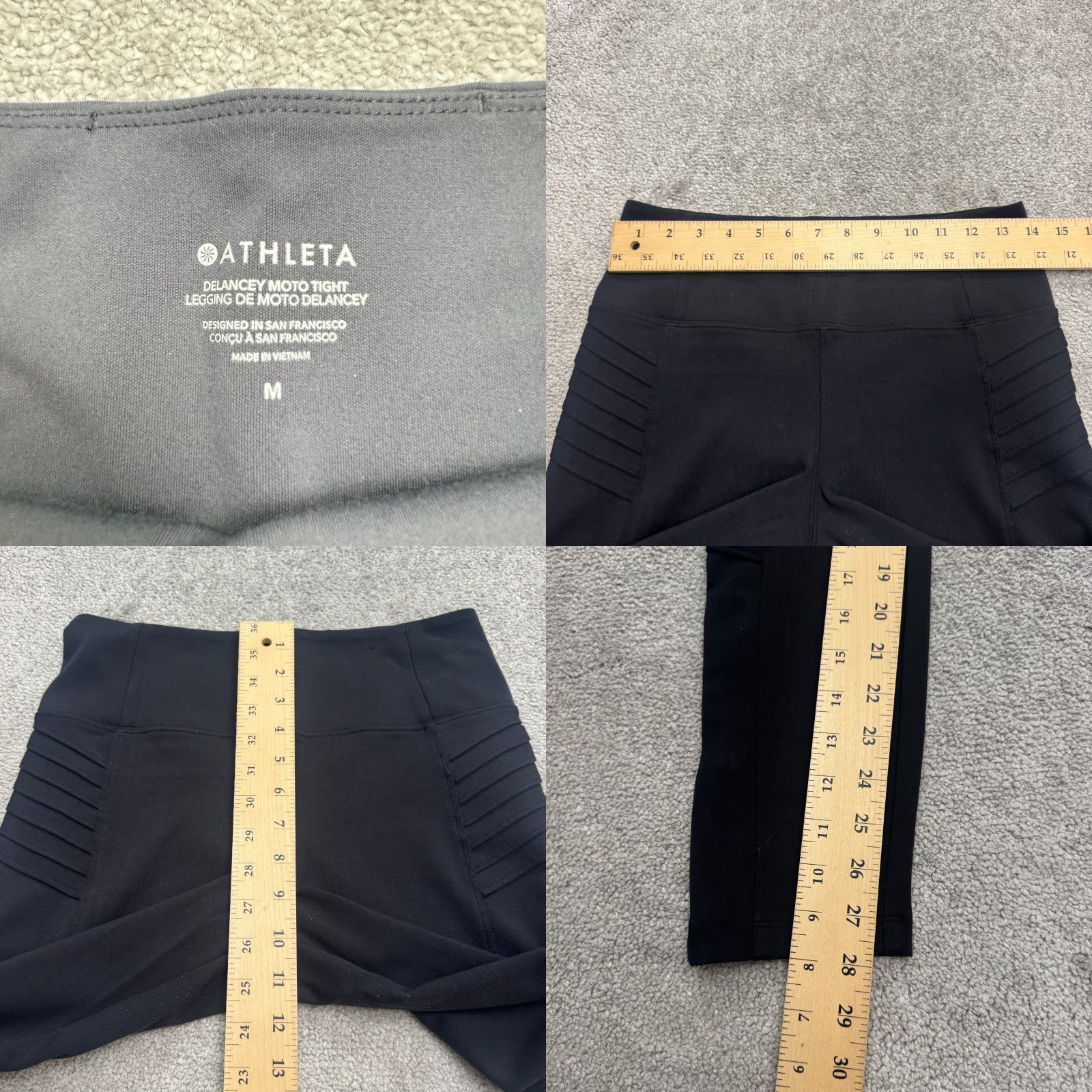 Athleta VINTAGE Athleta Delancey Moto Leggings Womens M Black High Rise Pocket Active Size 32" / US 10 / IT 46 - 8 Thumbnail