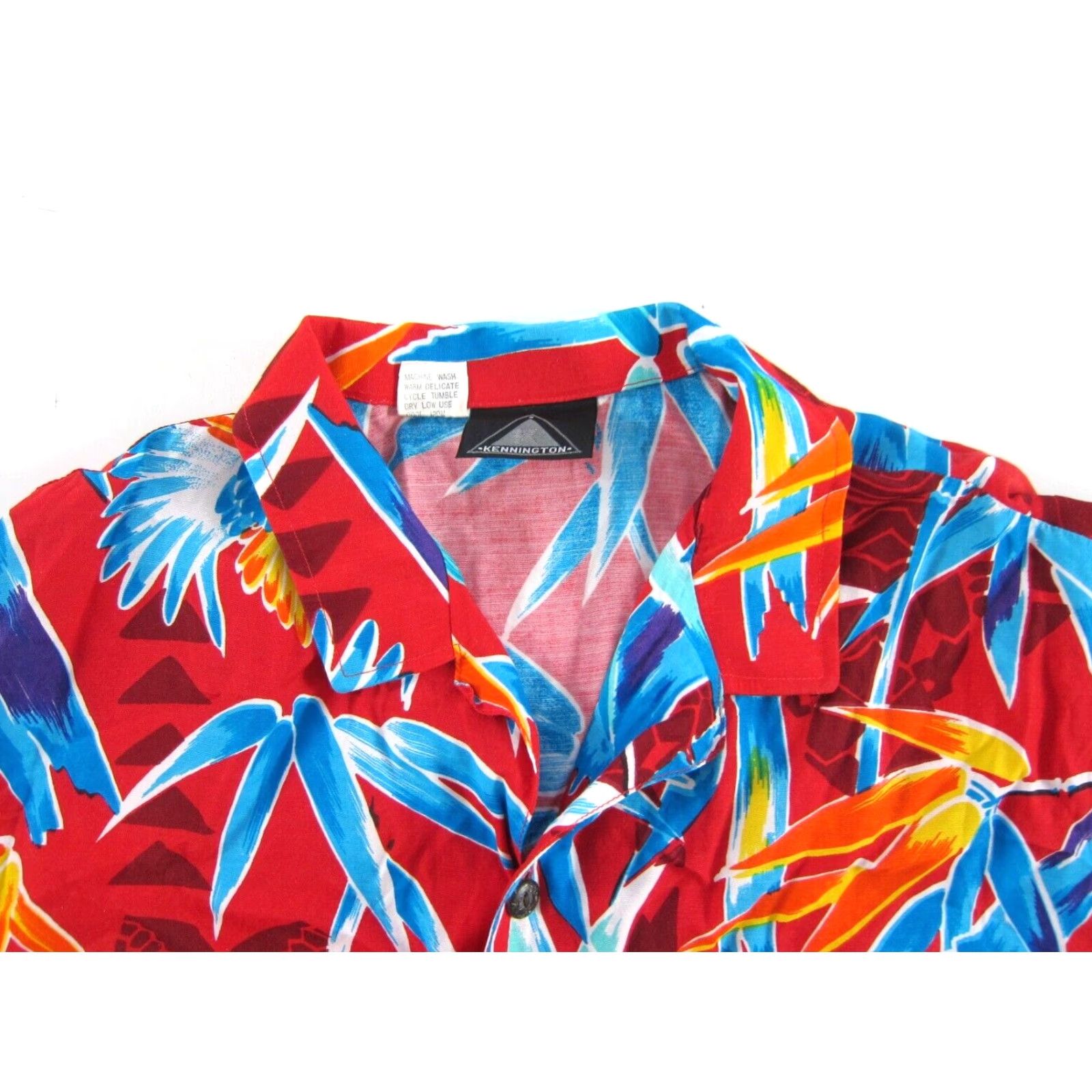 Vintage VINTAGE Kennington 100% Rayon Red Blue Yellow Floral Short Sleeve Hawaiian Shirt Large Size US L / EU 52-54 / 3 - 4 Thumbnail