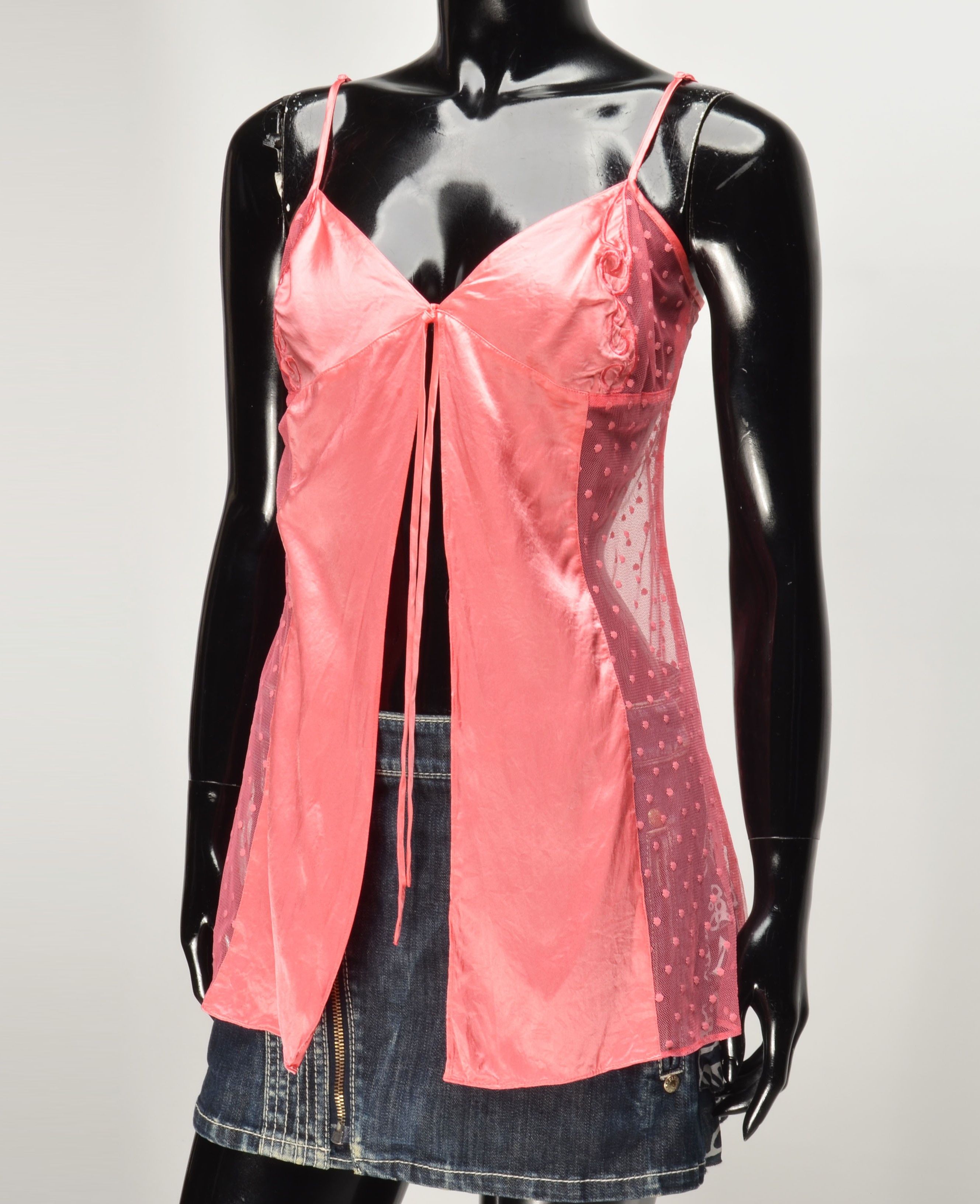 Victoria's Secret Victoria Secret Y2K Sheer Cami Top Tie Front Polka Dot Size S / US 4 / IT 40 - 2 Thumbnail