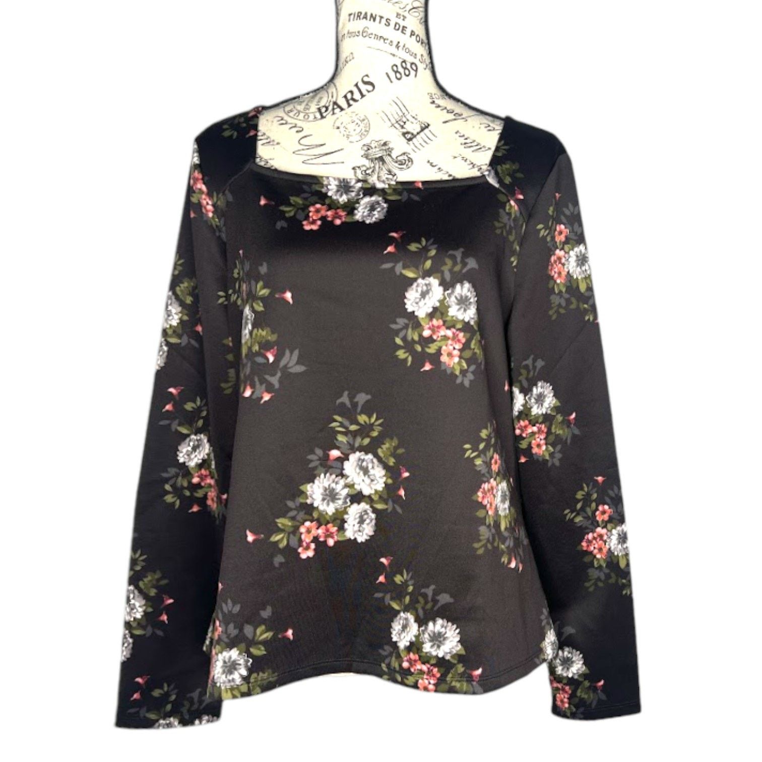Other Square Neck Floral Long Sleeve Top Romantic Chic Feminine Size M / US 6-8 / IT 42-44 - 1 Thumbnail