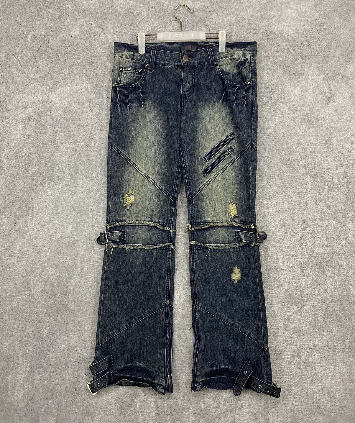 Black Baccara Distressed Bondage Denim Flared