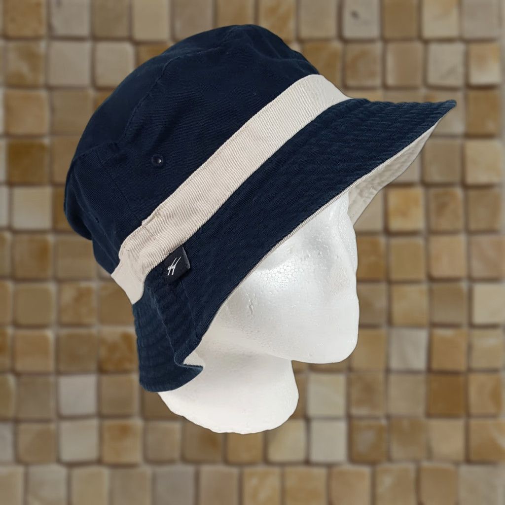 Etro VINTAGE Town Talk Striped Bucket Hat Men One Size Blue Cotton Denim 90s Retro Wide Brim Casual Travel Fashion Cap Size ONE SIZE - 1 Thumbnail