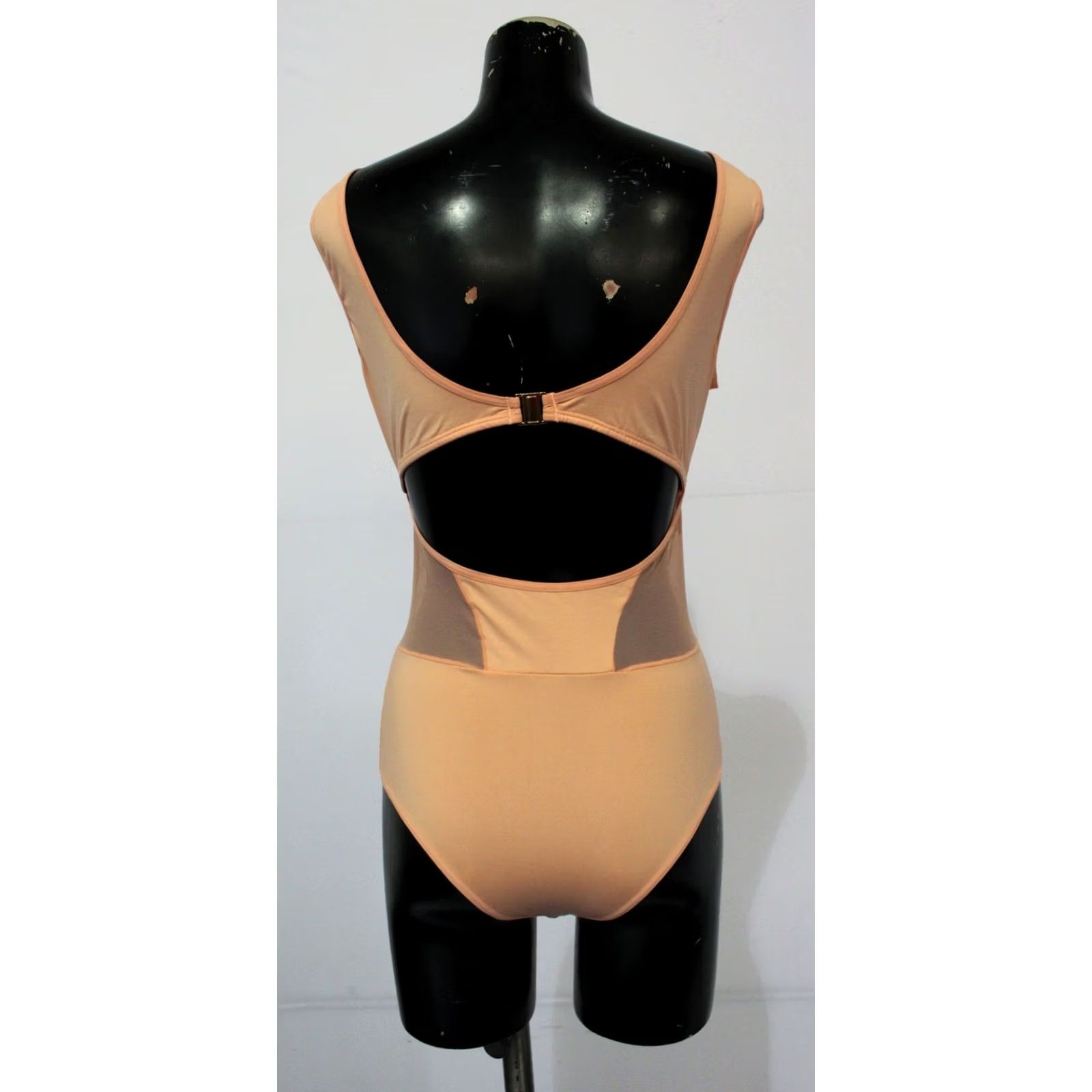 Vintage Zelf Women's Aura Smooth Cut-Out Detail Soft Bodysuit BE5 Peach Pink Medium Size M / US 6-8 / IT 42-44 - 4 Thumbnail