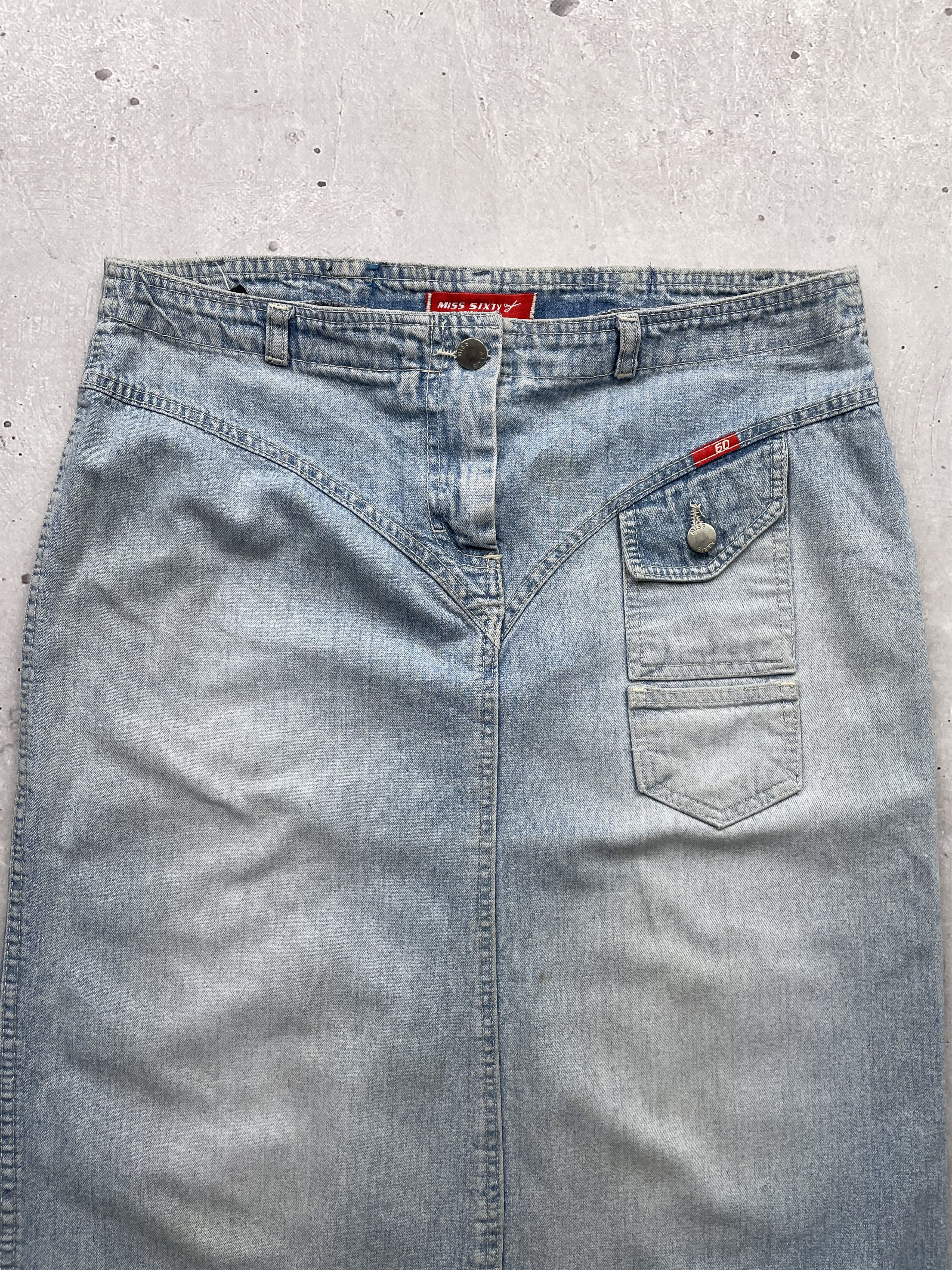 Miss Sixty × Vintage Miss Sixty Vintage Sun Faded Jeans Midi Skirt Size 30" / US 8 / IT 44 - 2 Thumbnail