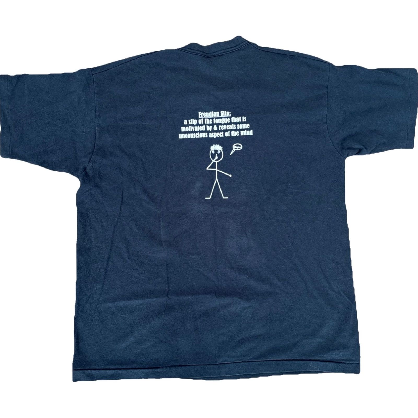 Fruit Of The Loom VINTAGE Sigmund Freud “Freudian Slip” Single Stitch Funny T-Shirt Mens XL Black Size US XL / EU 56 / 4 - 2 Thumbnail