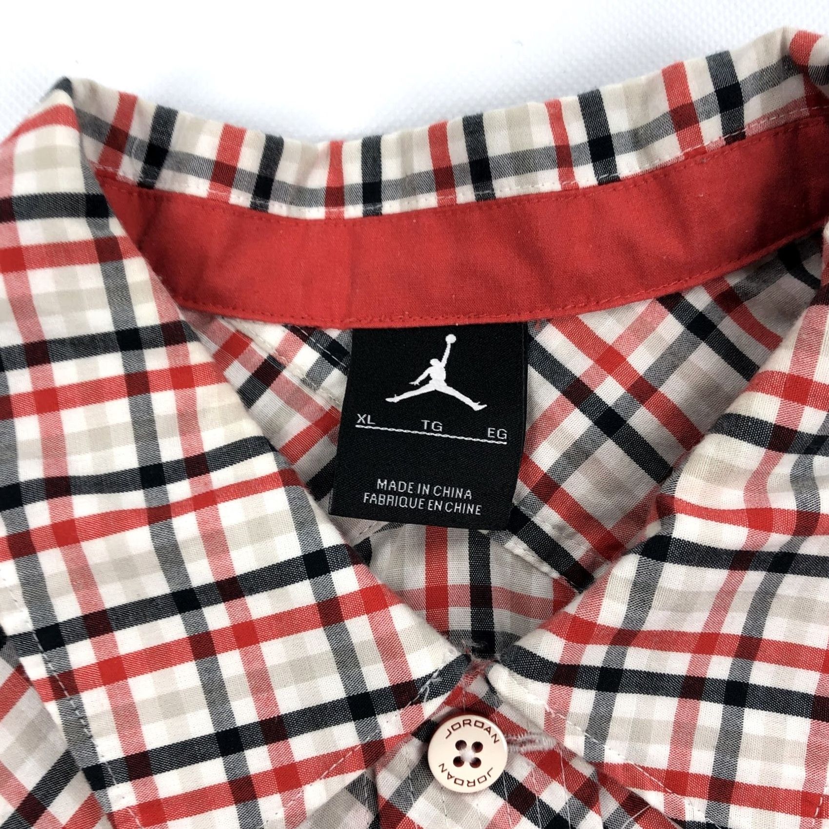 Jordan Brand Jordan Men's XL Plaid Button-Down Shirt Short Sleeve Red Black White Beige Casual Size US XL / EU 56 / 4 - 4 Thumbnail