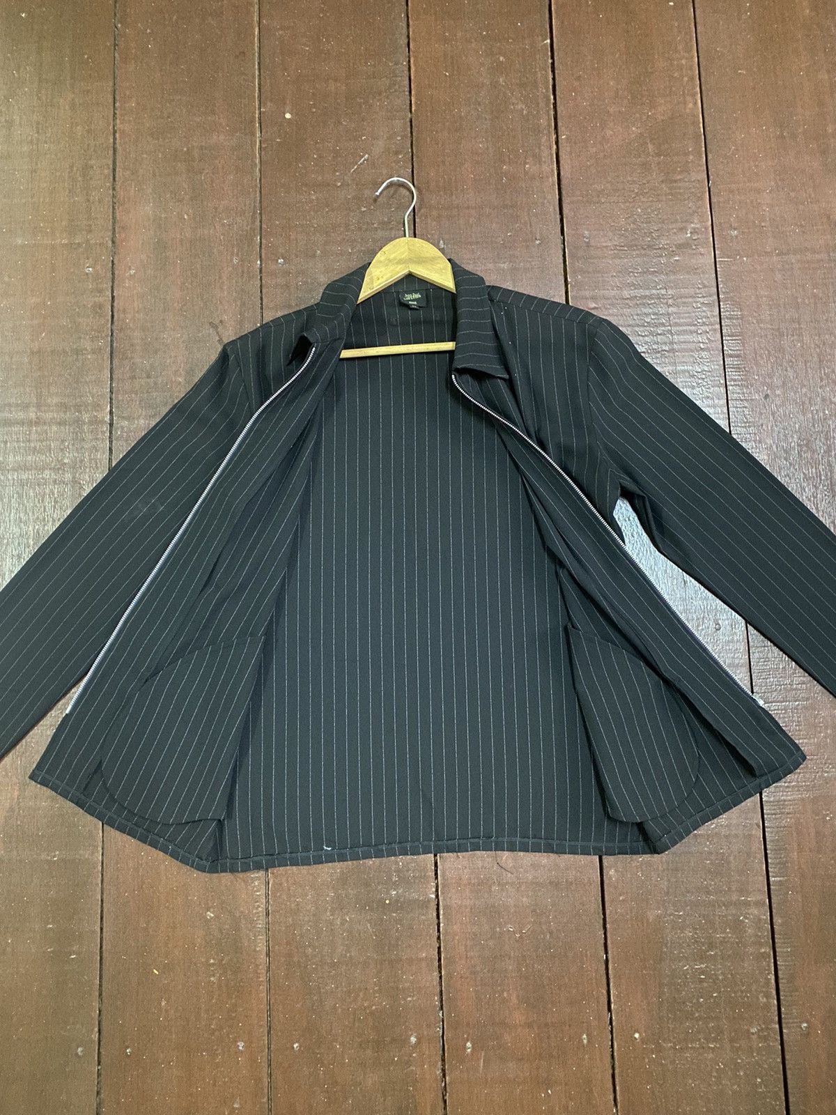 Jean Paul Gaultier Jeans Paul Gaultier Slim Black Striped Zip Seersucker Suit. Size L / US 10 / IT 46 - 15 Thumbnail
