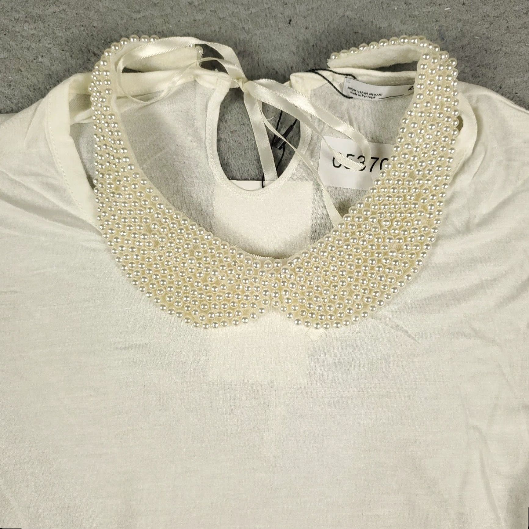 Zara Zara T Shirt Womens Medium Ivory Short Sleeve Crew Neck Cotton Size M / US 6-8 / IT 42-44 - 2 Thumbnail
