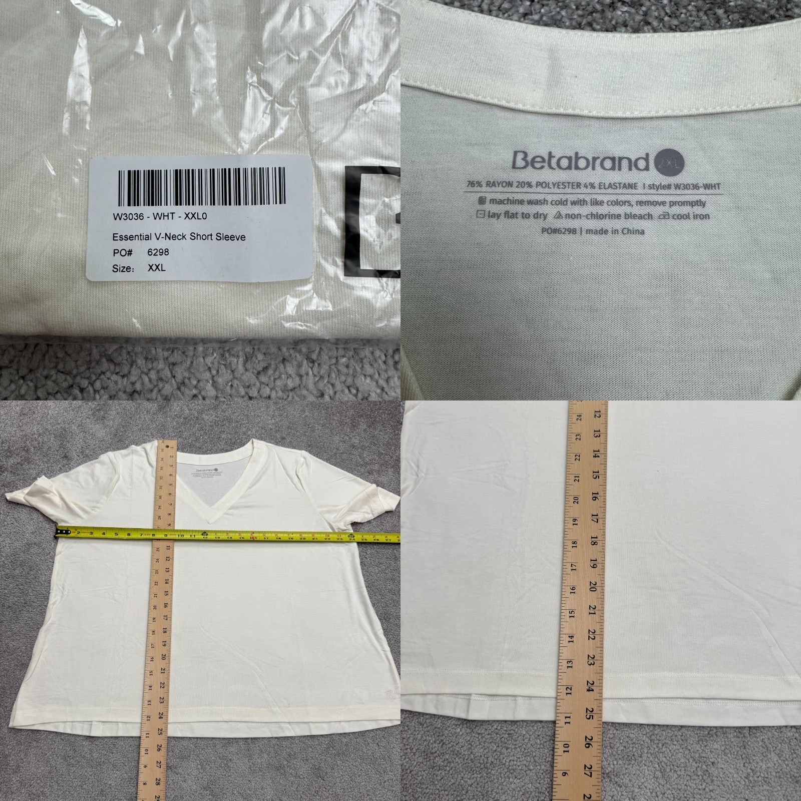Essentials Betabrand Essential V-Neck Short Sleeve T-Shirt Womens XXL Ivory Casual Tee NWT Size XXL / US 16-18 / IT 52-54 - 8 Thumbnail