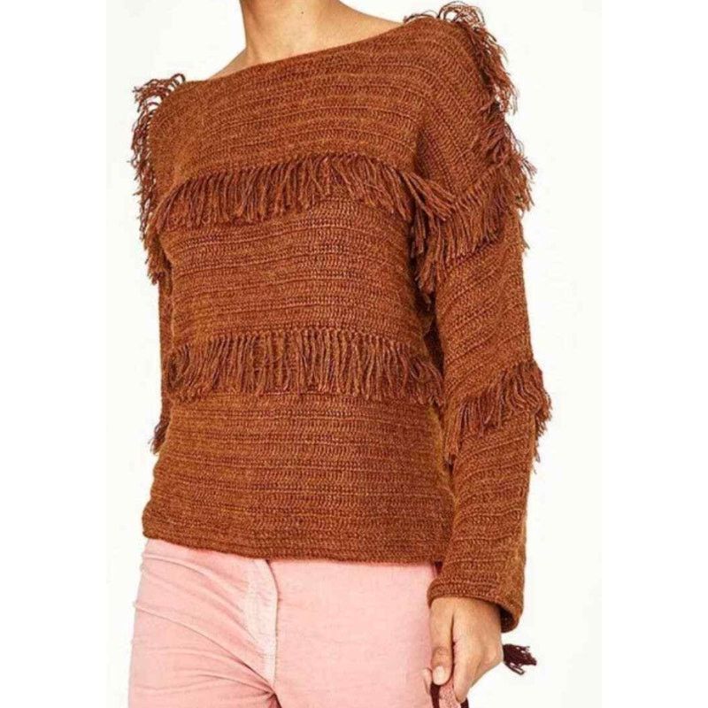 Ulla Johnson Ulla Johnson Alpaca Fringe Knit Sweater – Brown – Size P Size S / US 4 / IT 40 - 1 Thumbnail