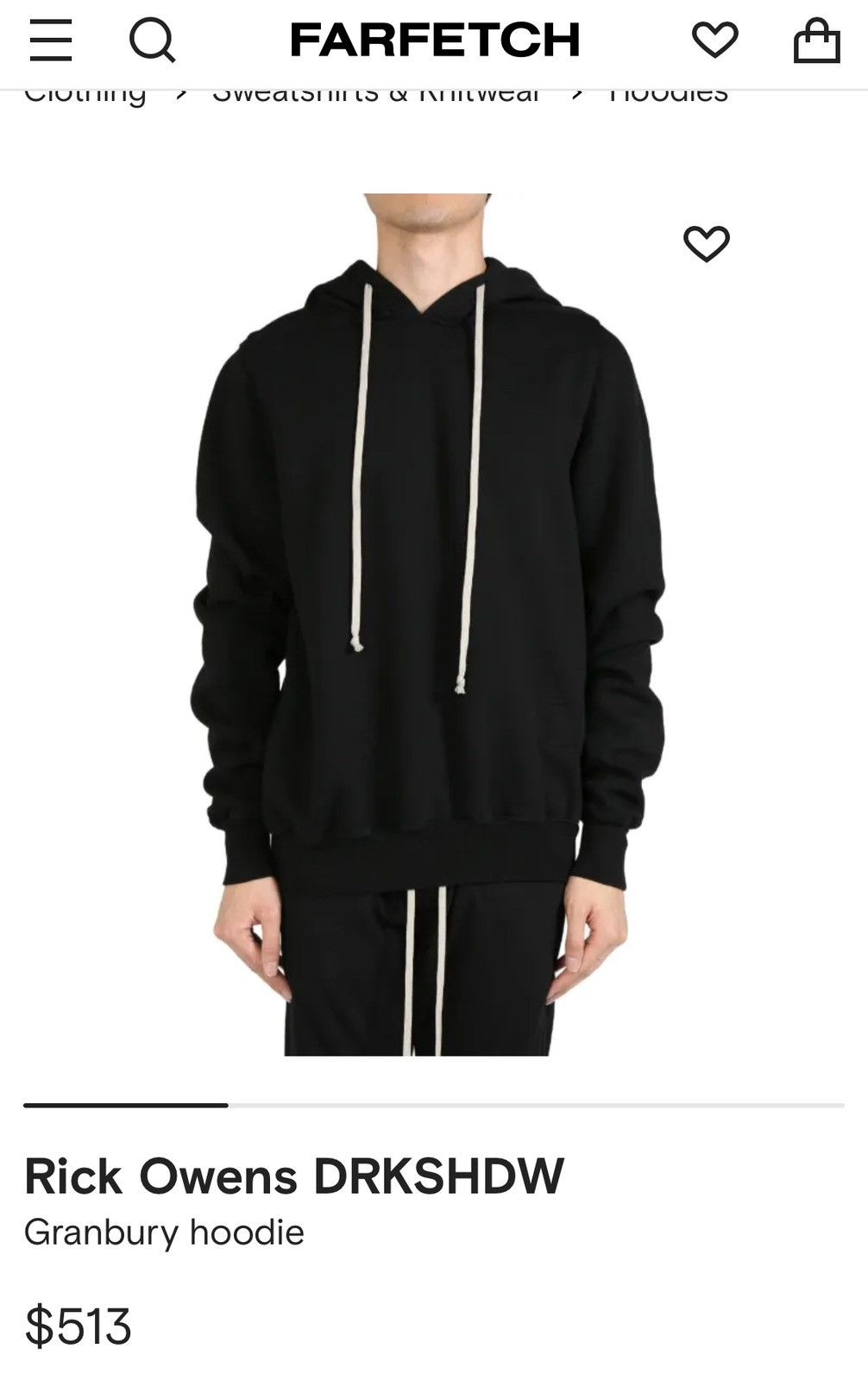 Rick Owens Drkshdw GRANBURY DUST MILK HOODIE DRAWSTRING PULLOVER Size US XL / EU 56 / 4 - 7 Thumbnail