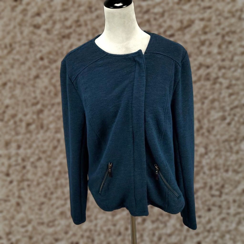Torrid TORRID Plus Size 1X Blue Moto Jacket Women's Asymmetric Full Zip Stretch Pocket Classic Size XL / US 12-14 / IT 48-50 - 1 Thumbnail