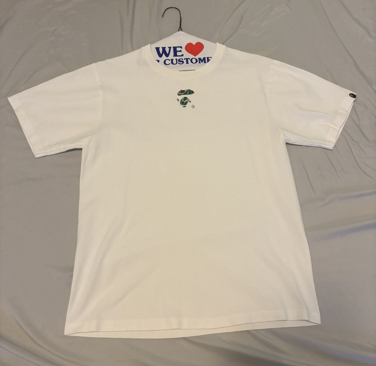 Bape White Liquid Camo Small Ape Face T Shirt