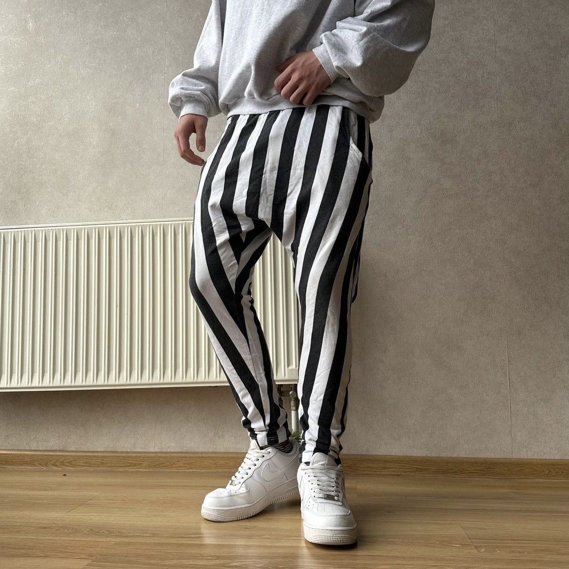 Japanese Brand VTG Striped Baggy Harem Pants Grunge Punk Issey Miyake Style Size US 29 - 1 Thumbnail