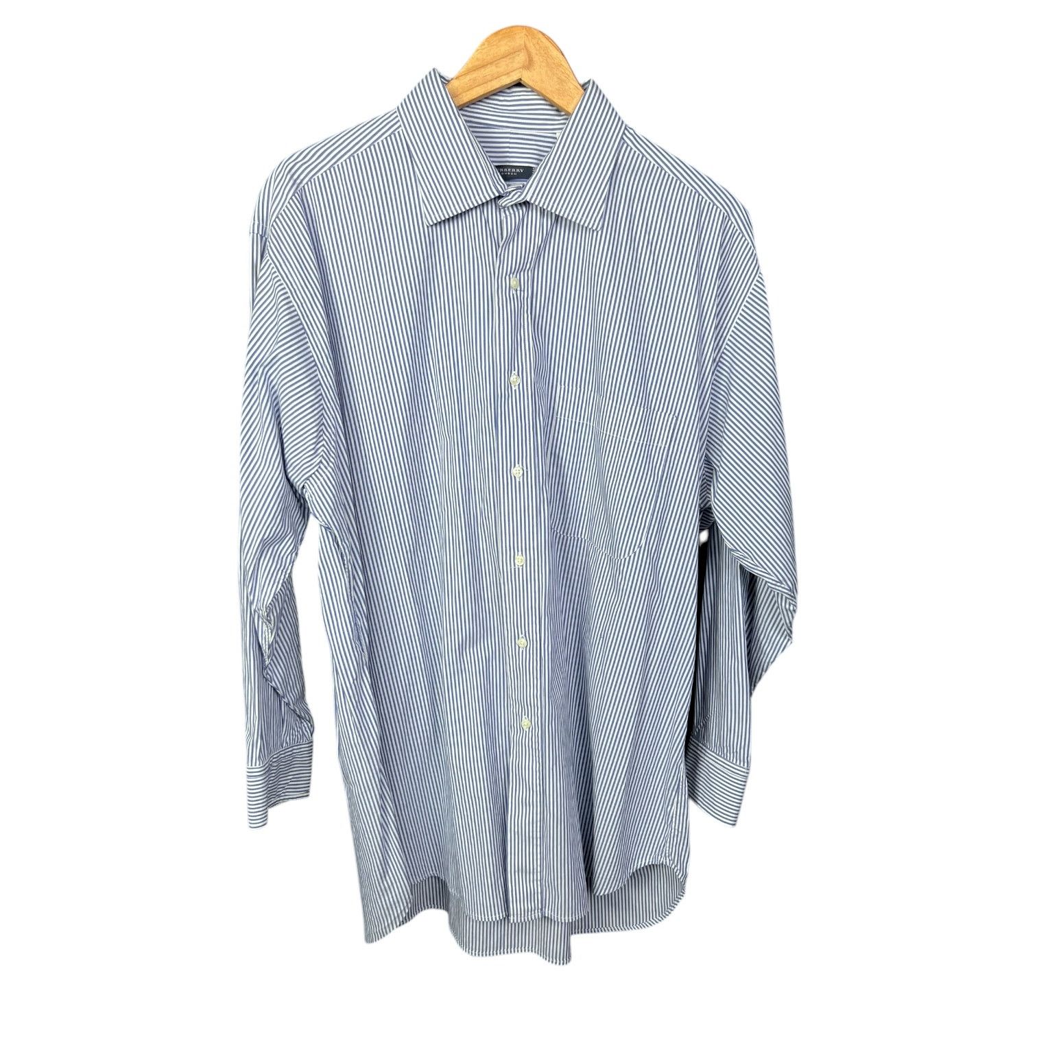 Burberry Burberry London Men's 17-33 Blue & White Striped Button-Down Size US XL / EU 56 / 4 - 5 Thumbnail