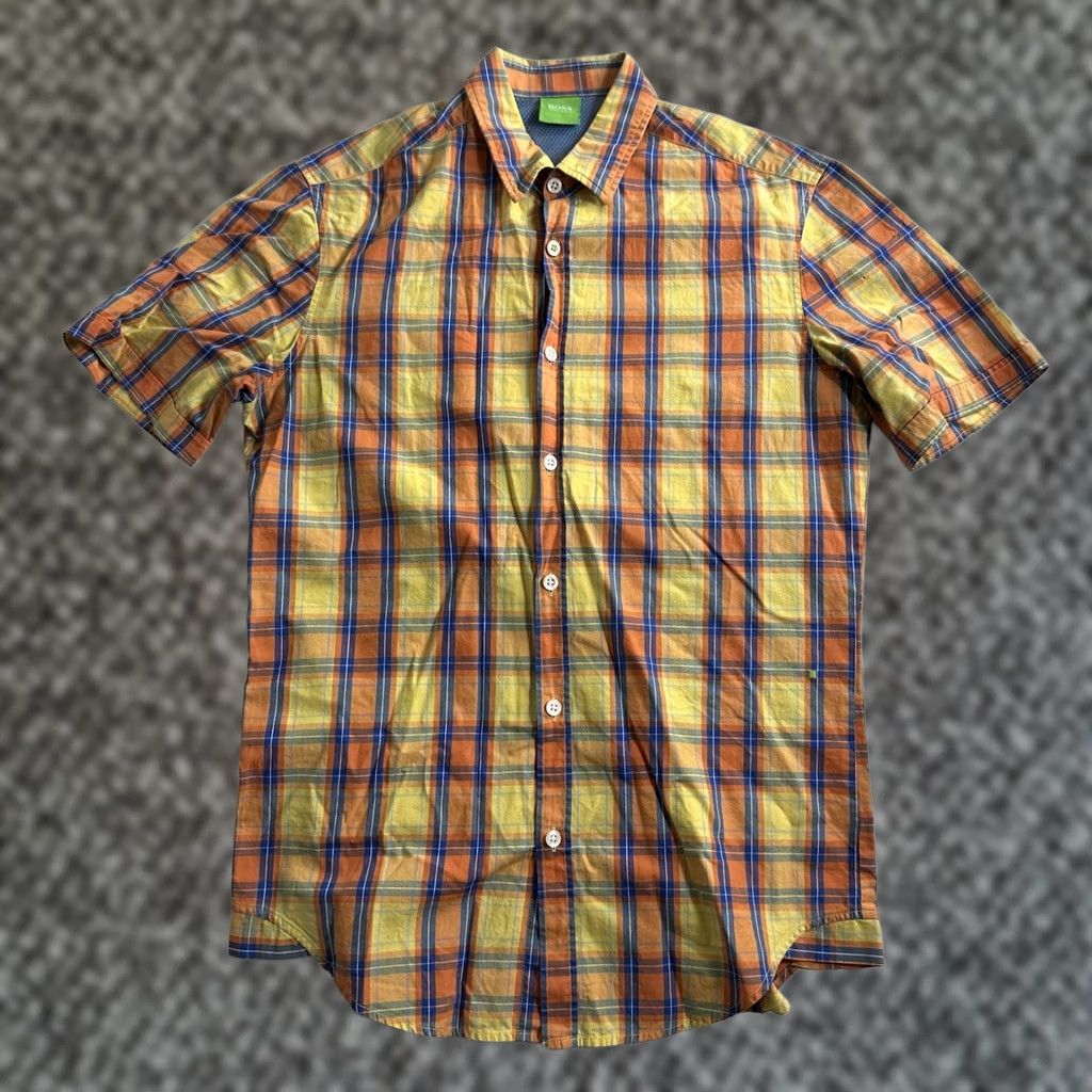 Hugo Boss HUGO BOSS Green Label Button-Up Short Sleeve Plaid Shirt Cotton Size Small Multicolor Men Regular Shirt Size US S / EU 44-46 / 1 - 1 Thumbnail