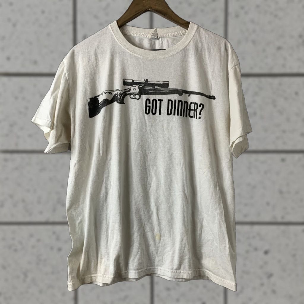 Jerzees VINTAGE Got Dinner? Hunting T Shirt White L Mens 90s USA Shirt Size US L / EU 52-54 / 3 - 1 Thumbnail
