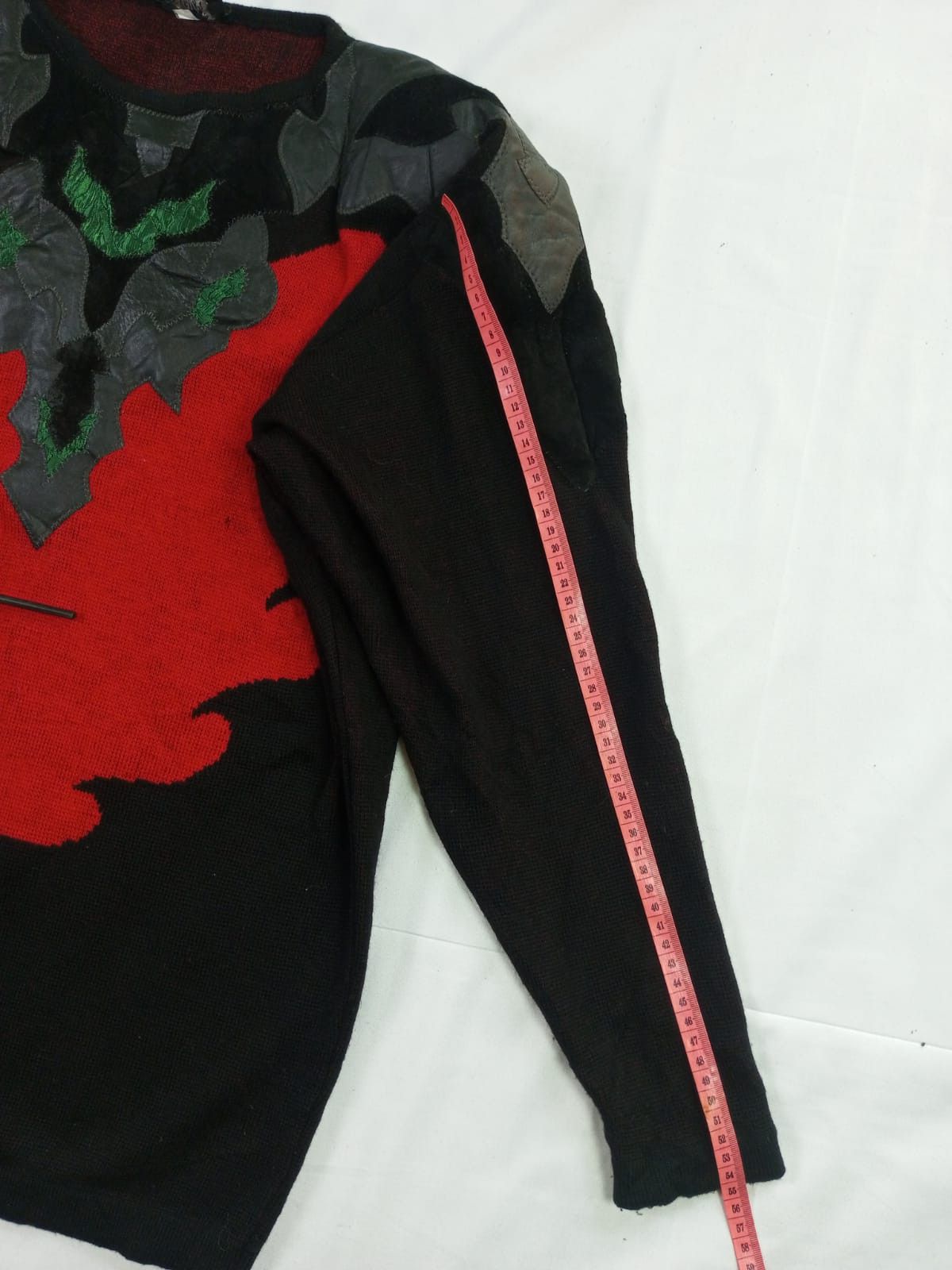Japanese Brand Crazy Vintage Place Vendome leather Knit Crewneck Sweater Size M / US 6-8 / IT 42-44 - 4 Thumbnail