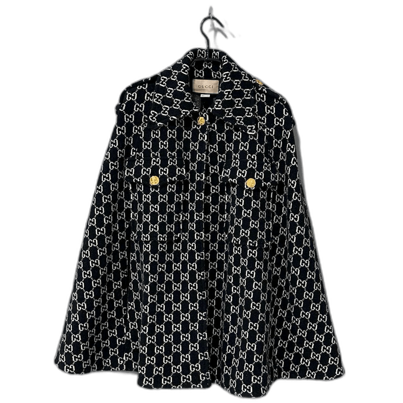 Gucci Gucci Wool Cape with Logo Print-2505 Size XXS / US 00 / IT 34 - 1 Thumbnail