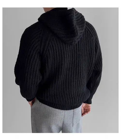 Japanese Brand Vintage Knit Thick Sweater Black XL Hooded Jacket Coat Size US XL / EU 56 / 4 - 7 Thumbnail