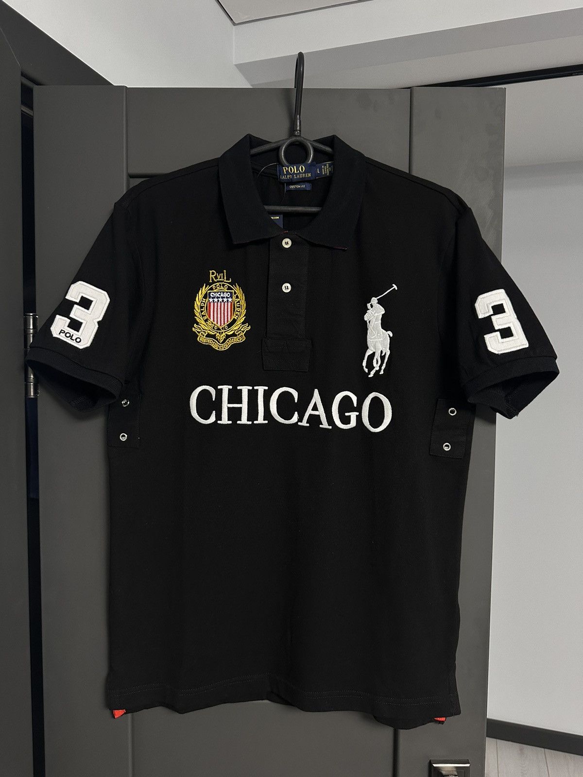 Polo Ralph Lauren Polo Ralph Lauren Chicago black big logo size L | Grailed