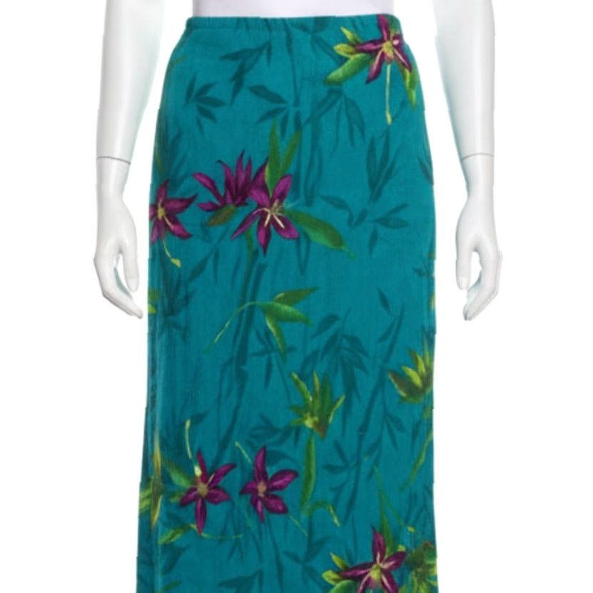 Vintage VINTAGE Drapers & Damons Midi Skirt S Green Floral Fairy Y2K Garden Bohemian Tropical Summer Spring Fall Womens Midi Skirt Size 28" / US 6 / IT 42 - 2 Thumbnail