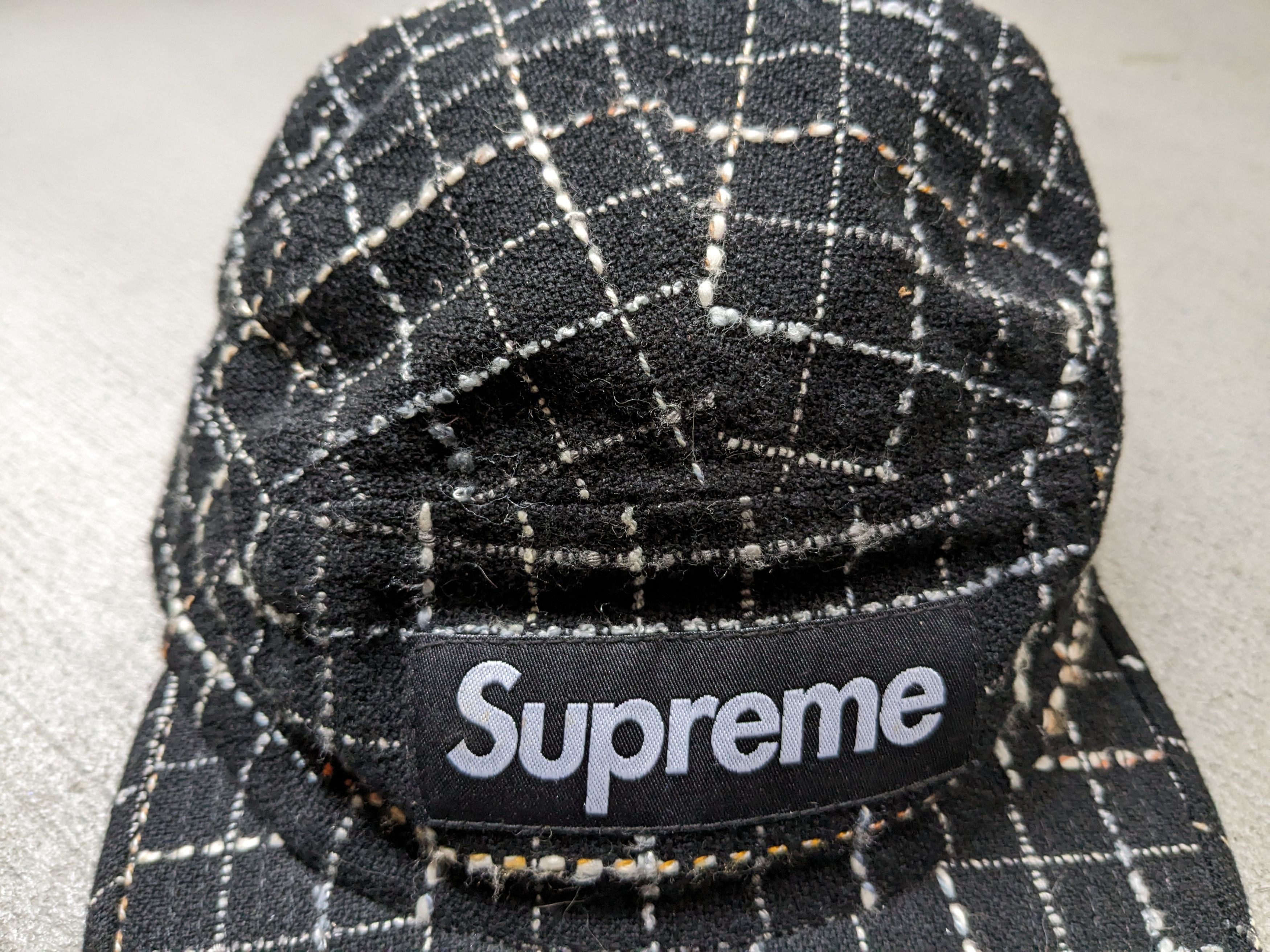 Supreme Supreme Boucle Camp Cap Black White Grid FW18 BOGO Size ONE SIZE - 5 Thumbnail