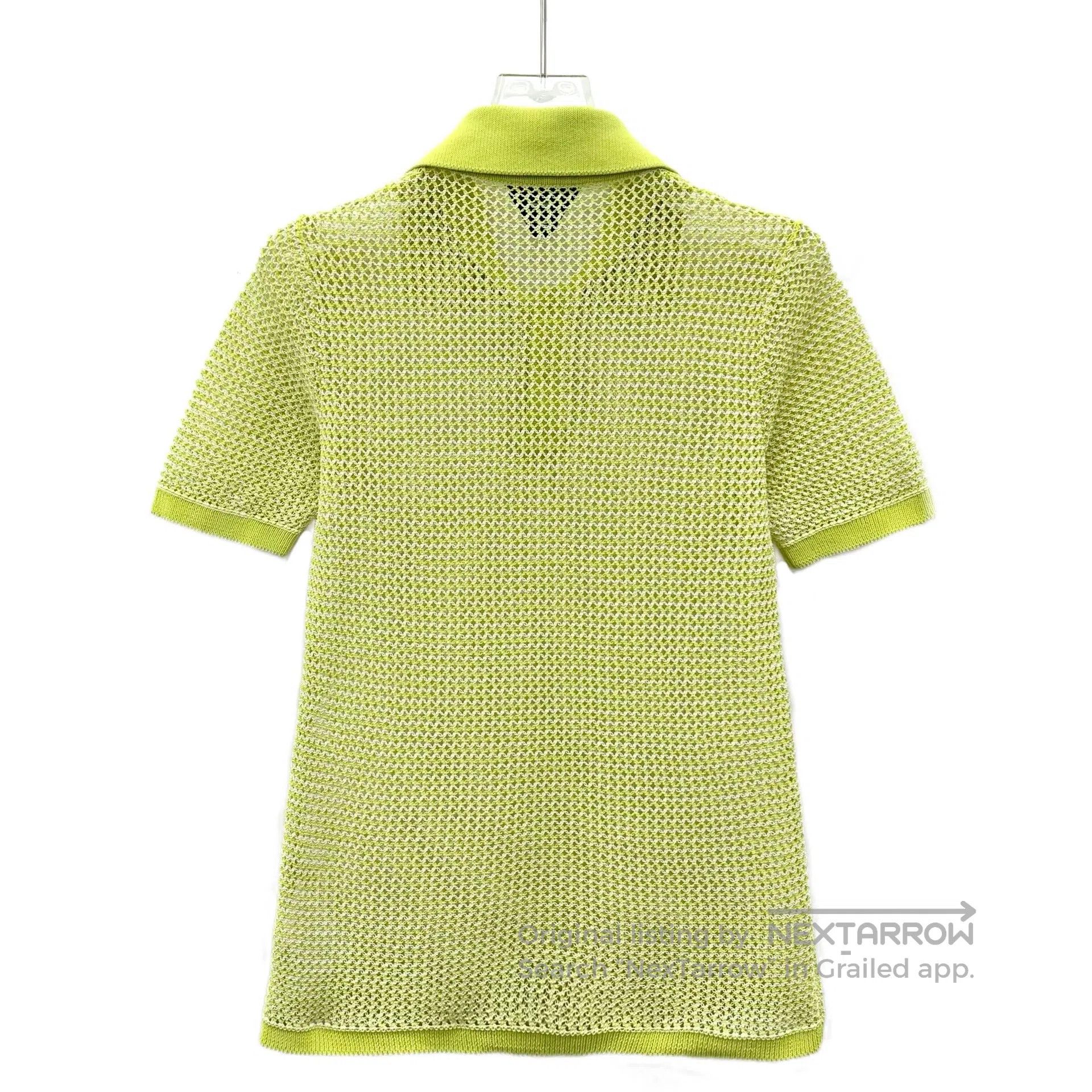 Bottega Veneta Bottega Veneta Yellow Net Knit Cotton Collar Short Sleeve Size S / US 4 / IT 40 - 2 Thumbnail
