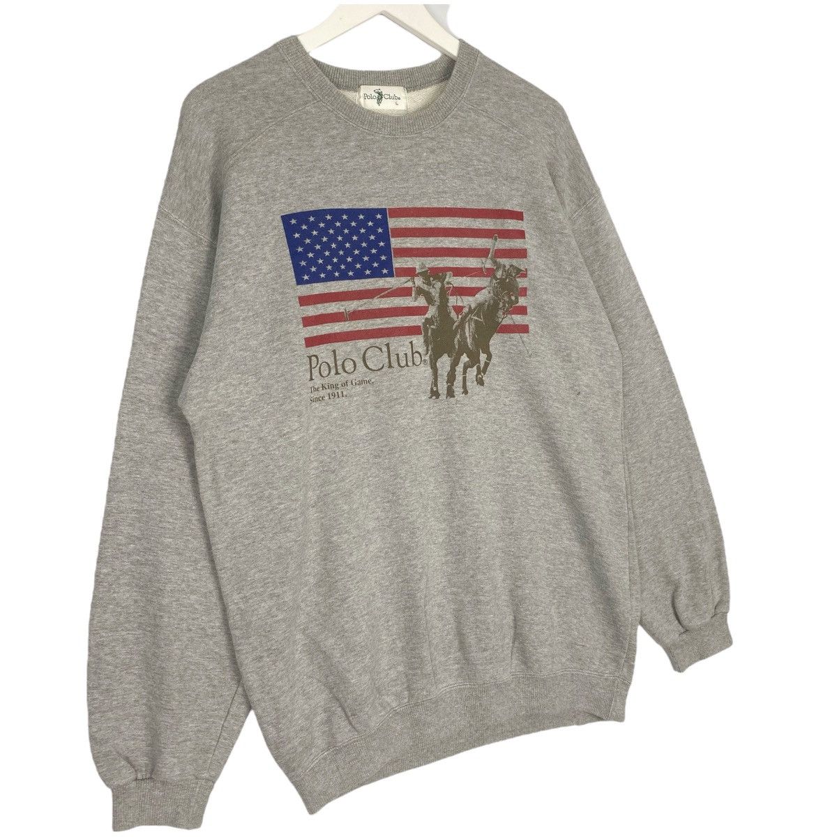 Vintage Vintage Polo Club The King Of Games Sweatshirt Crewneck Grey Size US L / EU 52-54 / 3 - 3 Thumbnail