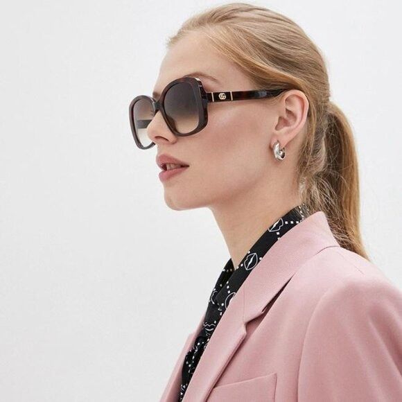 Gucci Gucci GG0762S 002 Sunglasses Havana Square Frame, Brown Size ONE SIZE - 3 Thumbnail
