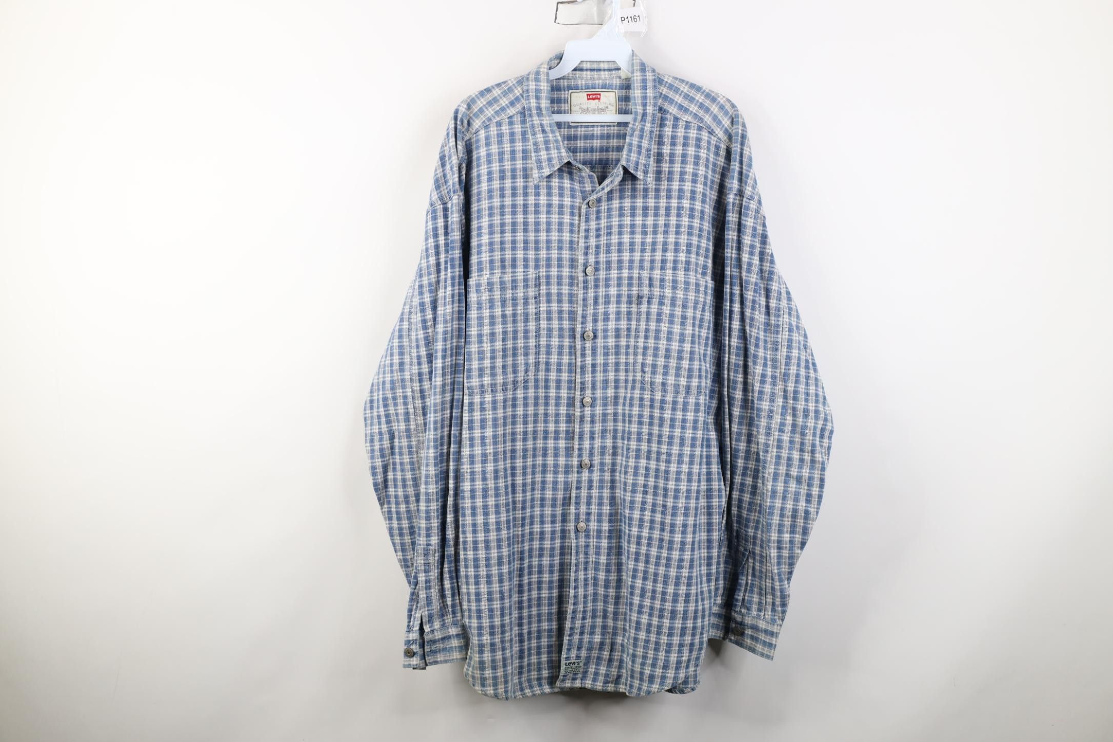 Levi's Vintage 90s Levis Denim Collared Button Shirt Blue Plaid Size US XL / EU 56 / 4 - 1 Thumbnail