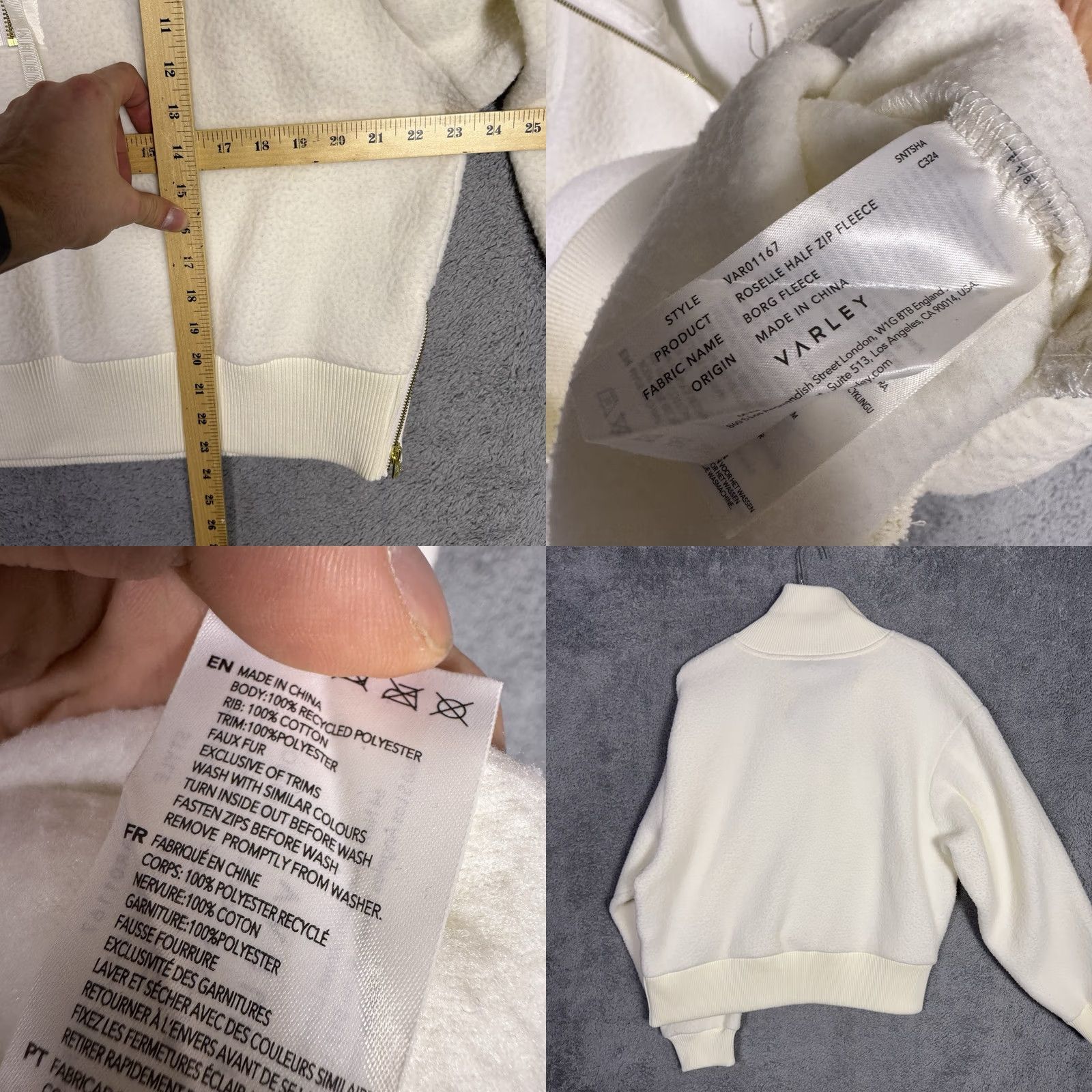 Varley Varley Roselle Sweatshirt Women L Sweater Fleece Half Zip Mock Pullover Egret Size L / US 10 / IT 46 - 8 Thumbnail