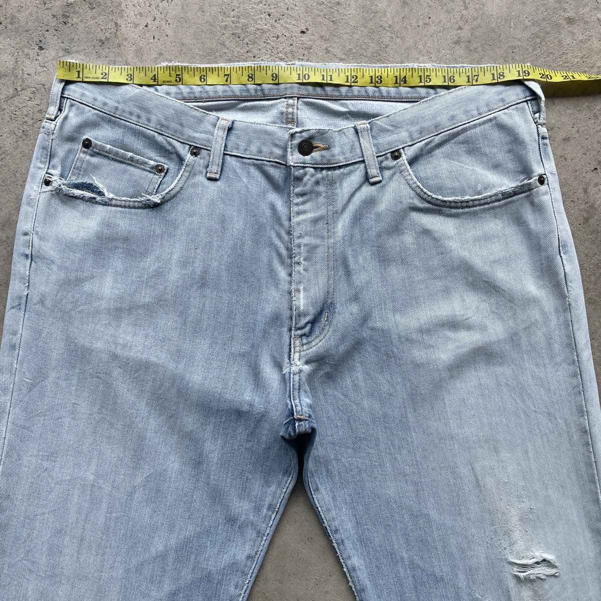 Edwin × Japanese Brand × Jean W39x30 Vintage Edwin LightWash Distressed Faded Jeans Pants Size US 39 - 5 Thumbnail
