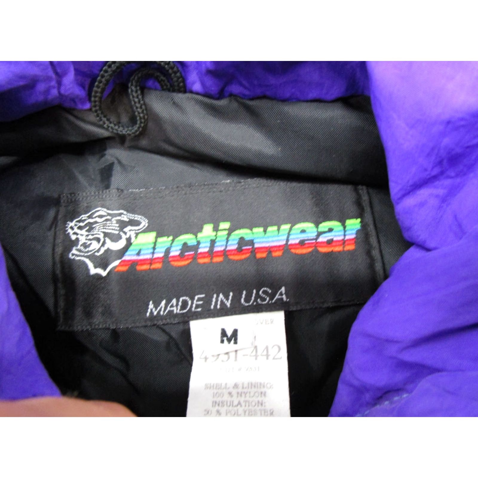 Vintage VTG Arctic Wear Jacket Pullover Nylon Hooded Purple Quilt 90s Ski USA SZ M Mens Size US M / EU 48-50 / 2 - 5 Thumbnail