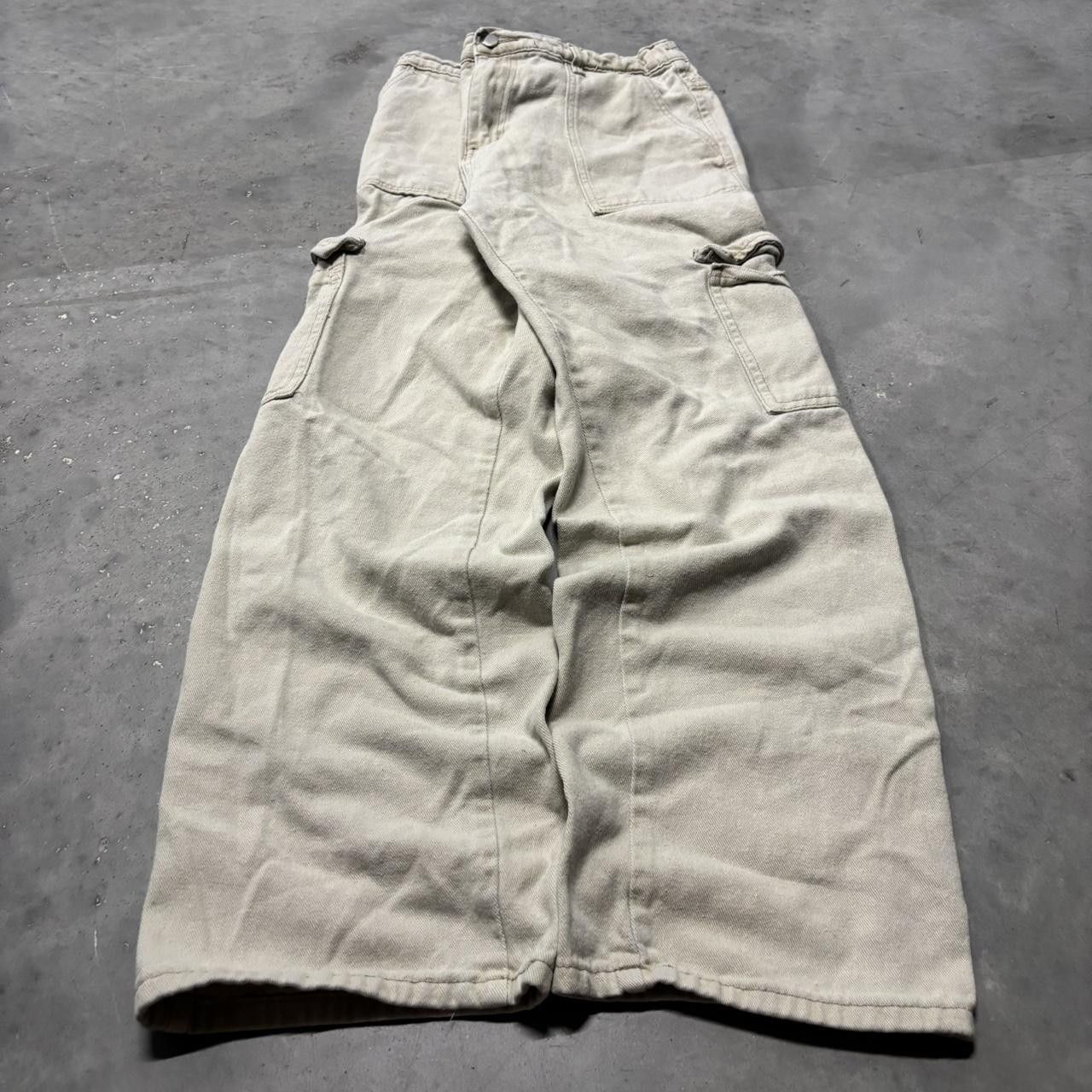 Japanese Brand × Vintage Crazy Vintage Y2K/2000s Cream Streetwear Skater Cargo Pants! Size US 29 - 3 Thumbnail