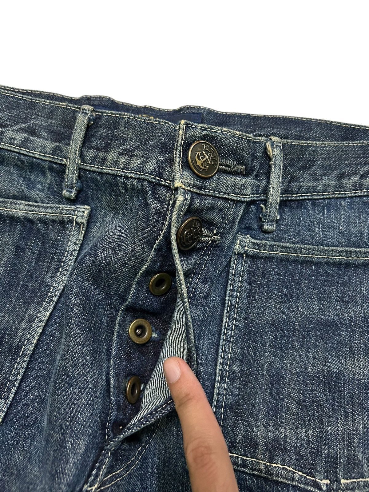Kapital × Kapital Kountry KAPITAL FLARE SELVEDGE BUCKLE BACK DISTRESSED DENIM ☠️☠️🎌 Size US 31 - 8 Thumbnail