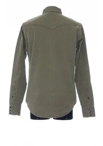 Saint Laurent Paris o1bcso1str1124 Distressed Classic Western Shirt in Khaki Size US XL / EU 56 / 4 - 2 Thumbnail