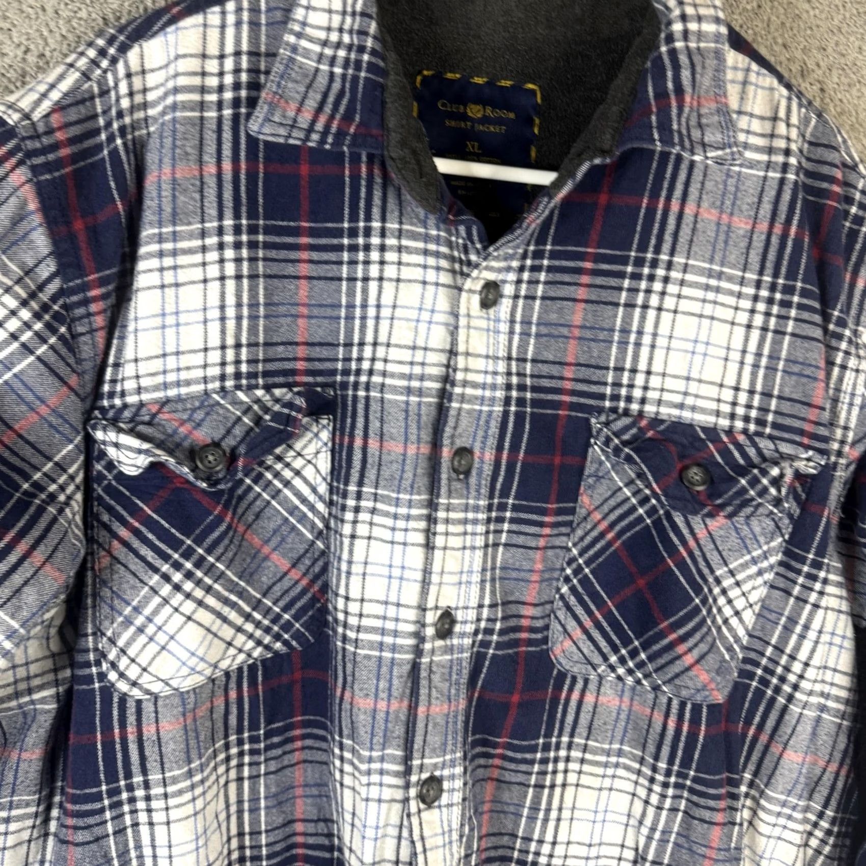 Club Room Club Room Shirt Jacket Mens XL Blue Plaid Flannel Fleece Lined Shacket Jacket Shirt Size US XL / EU 56 / 4 - 6 Thumbnail