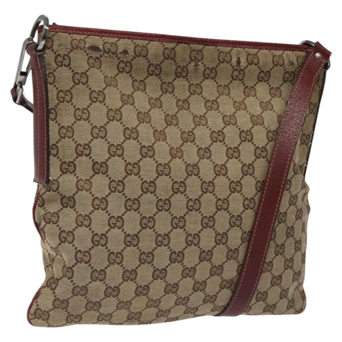 Gucci GUCCI GG Canvas Shoulder Bag Beige Silver Size ONE SIZE - 1 Thumbnail