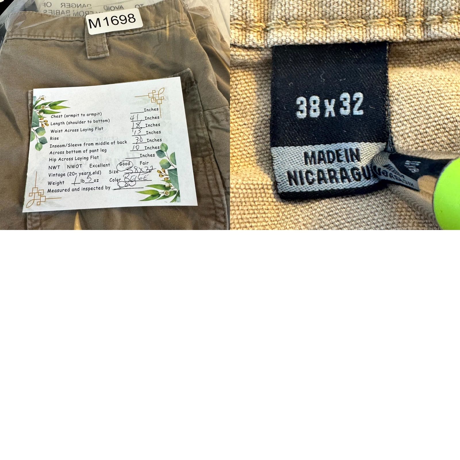 Carhartt Carhartt Carpenter Jeans 38x32 Beige Loose Fit Workwear Utility Jeans Mens Size US 38 / EU 54 - 8 Thumbnail