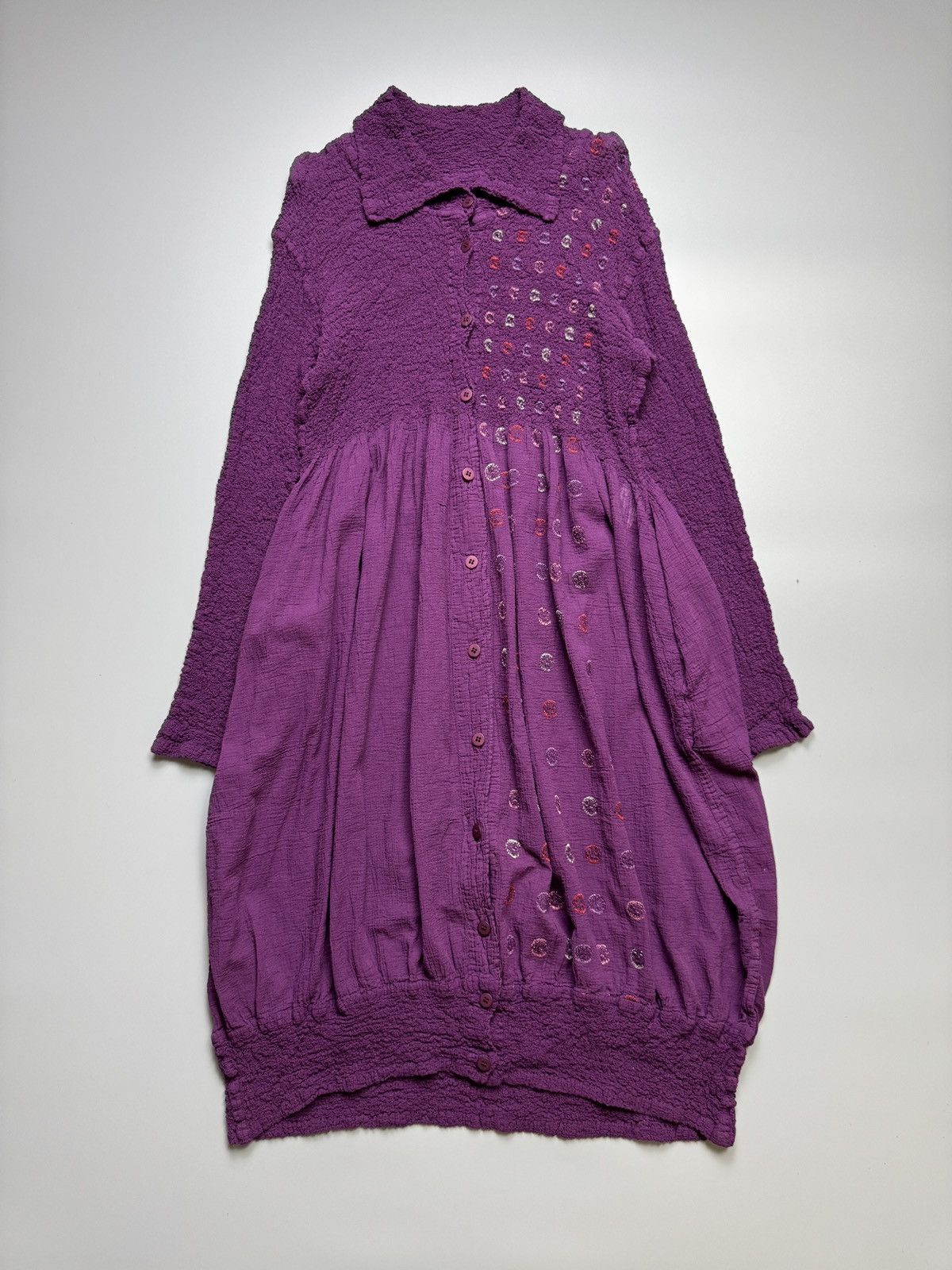 Issey Miyake Issey Miyake Me - Flower Embroidered Design Pleated Dress Size ONE SIZE - 1 Thumbnail