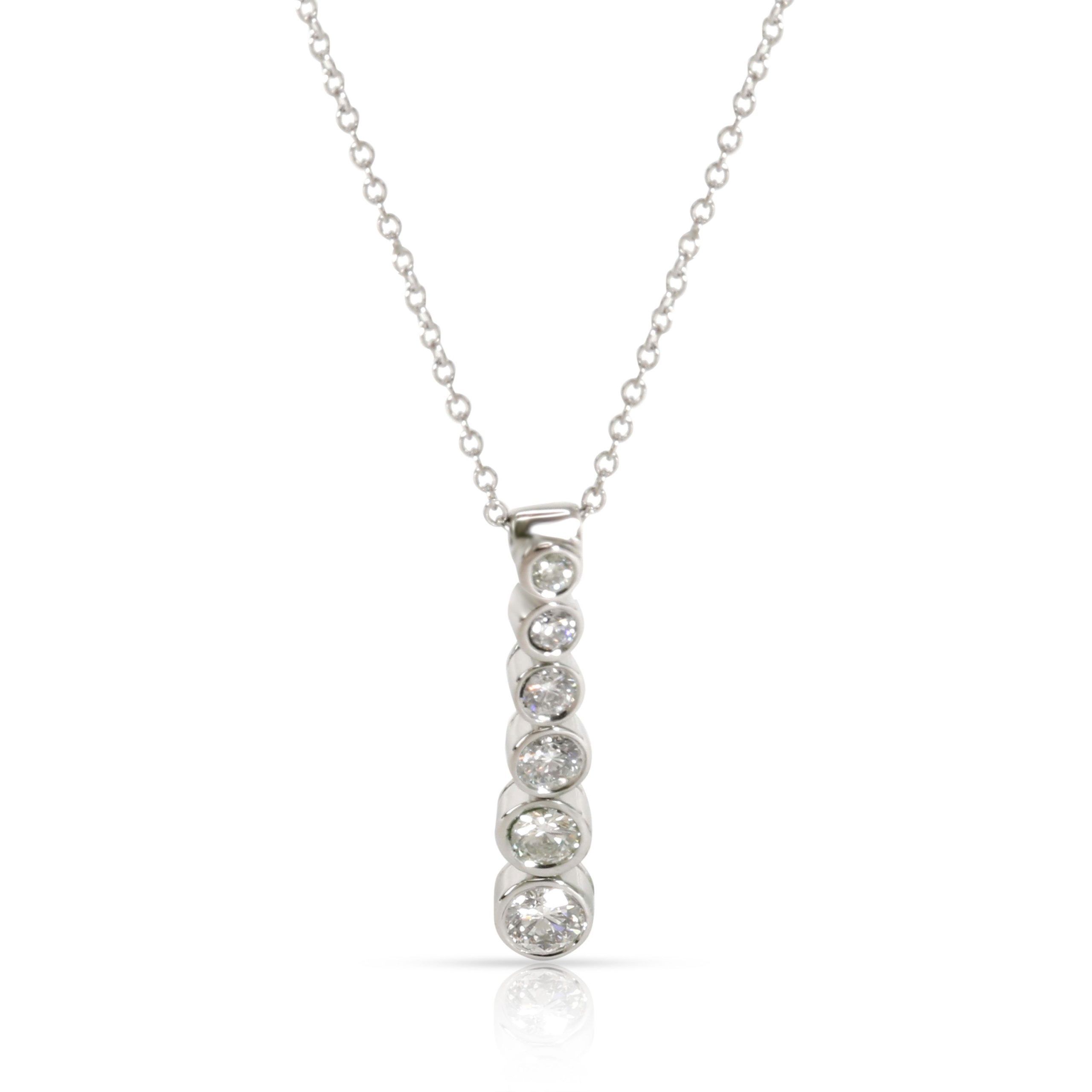 image of Tiffany Co Tiffany & Co. Jazz Graduated Diamond Drop Pendant In Platinum (0.45 Ctw) in Silver, Wome