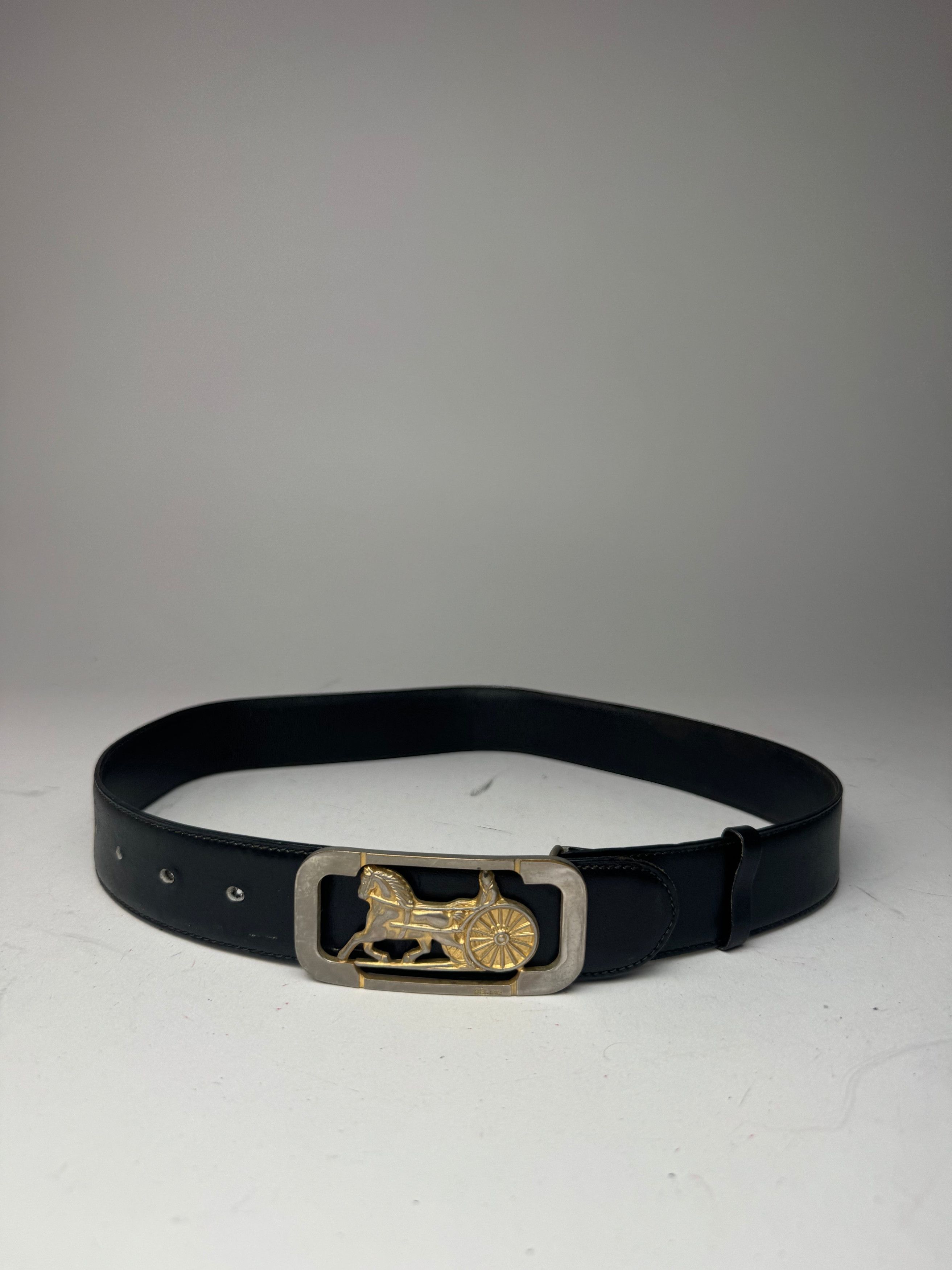 Celine Vintage Carriage Leather Belt Black Size ONE SIZE - 1 Thumbnail